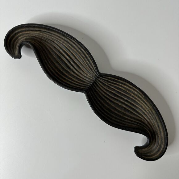 Cast Iron Mustache Trinket Dish 12x3" Whimsical Catchall Coins Keys Jewelry Tray - Picture 13 of 13